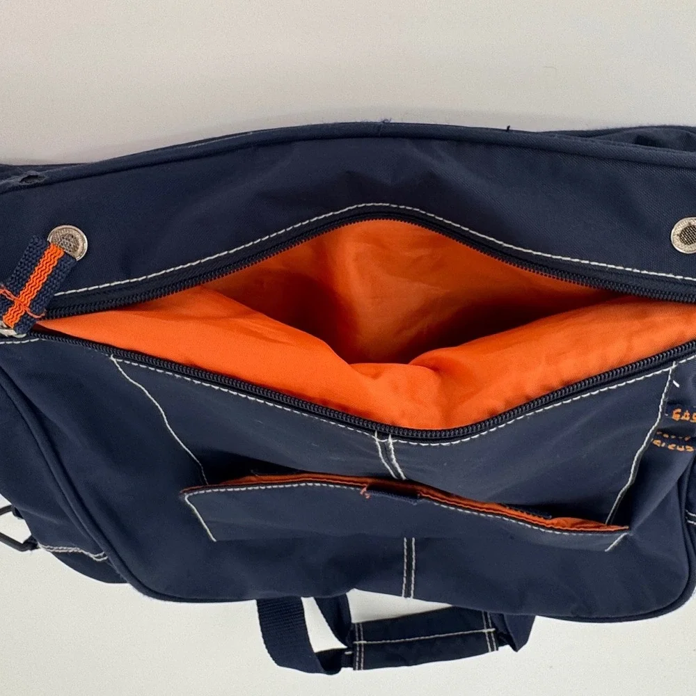 Eastsport Vintage Duffel Bag Navy Blue Orange Accent Gym Travel Weekender Large